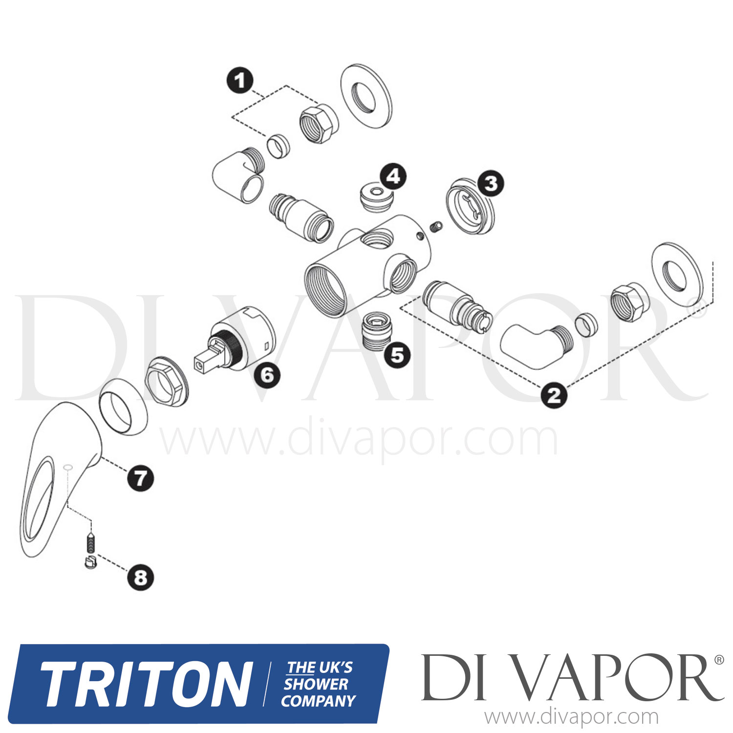 Triton Cromo Manual Mixer Shower Spare Parts TR DV 505